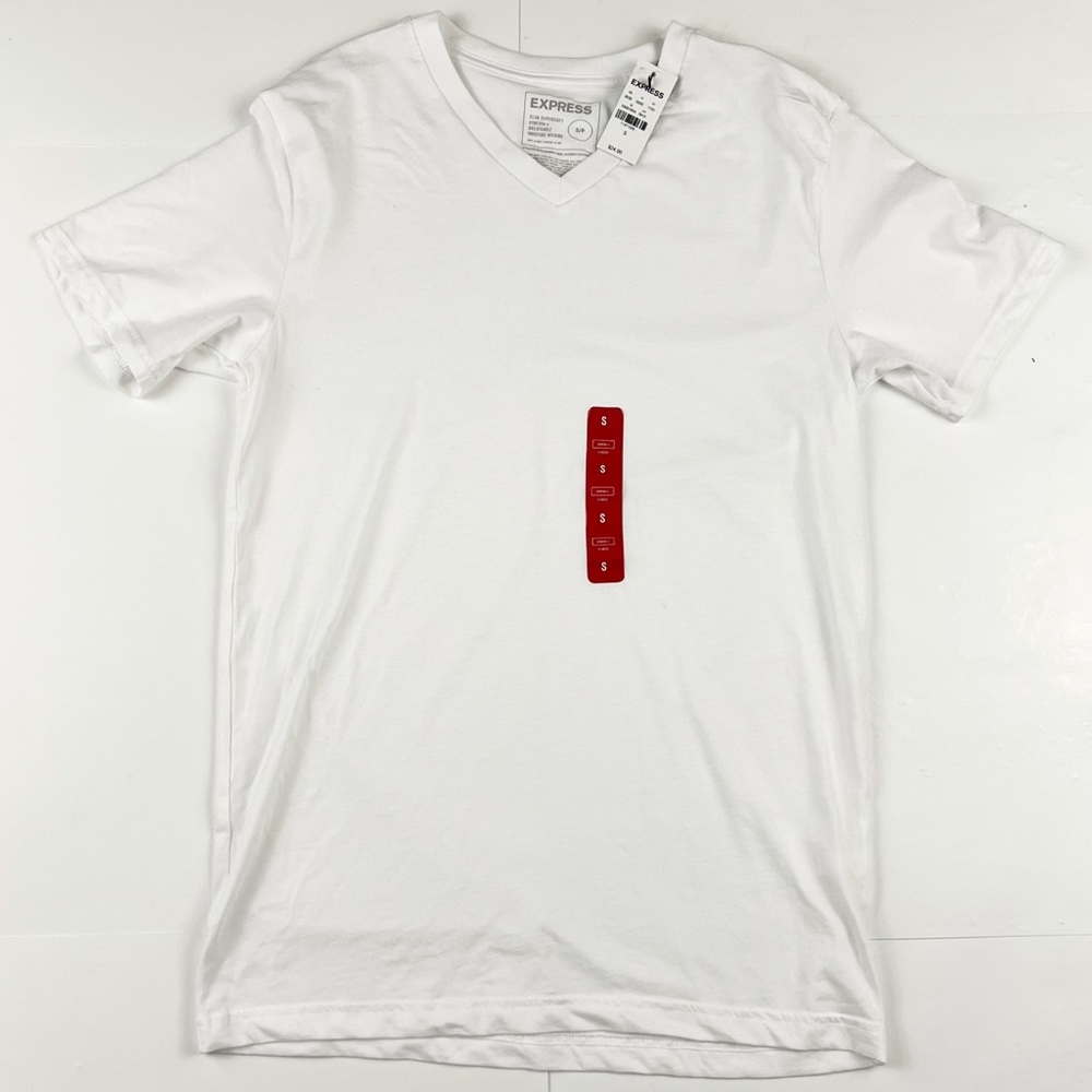 Express Mens White Slim Fit V Neck Size‎ Small